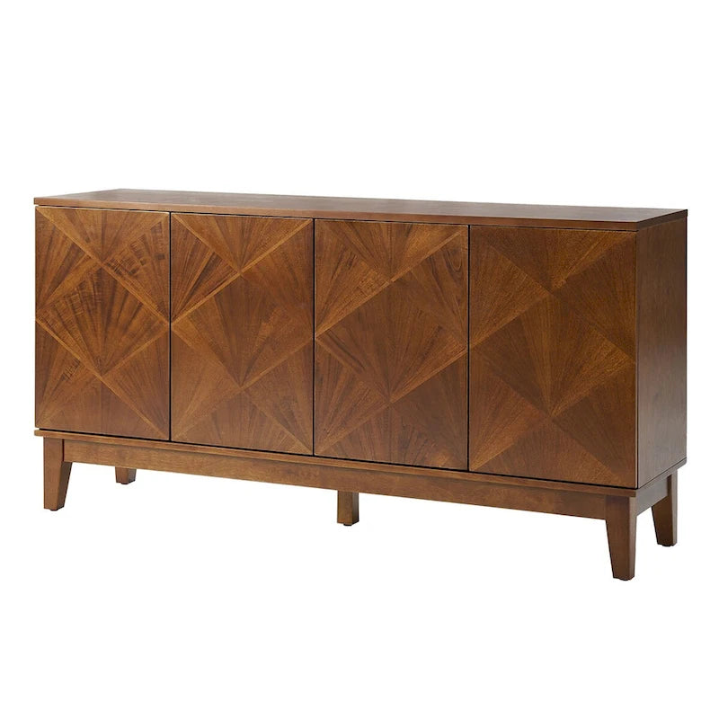 Enfilade géométrique Mid-Century avec étagères réglables, 152 cm