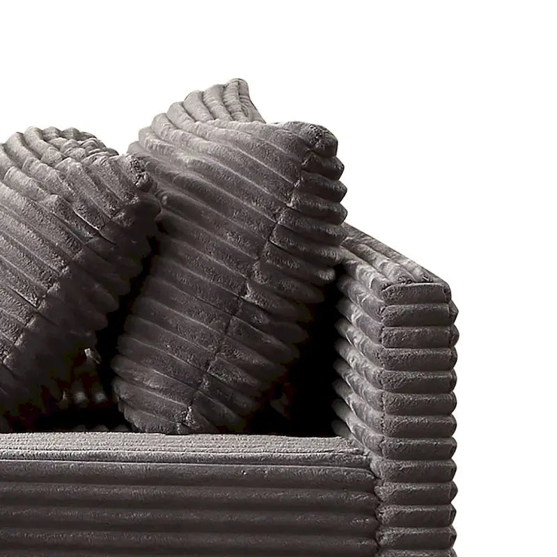 Chaise longue capitonnée en velours côtelé avec structure en bois