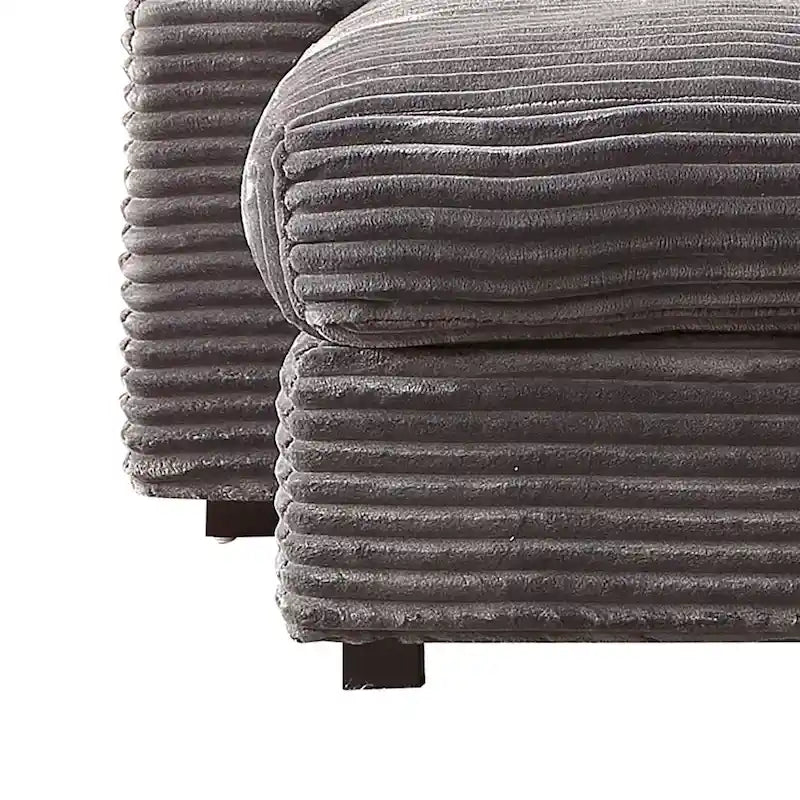 Chaise longue capitonnée en velours côtelé avec structure en bois
