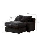 Chaise longue capitonnée en velours côtelé avec structure en bois