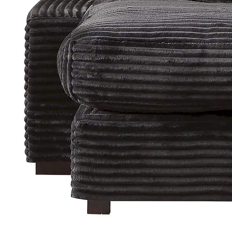 Chaise longue capitonnée en velours côtelé avec structure en bois