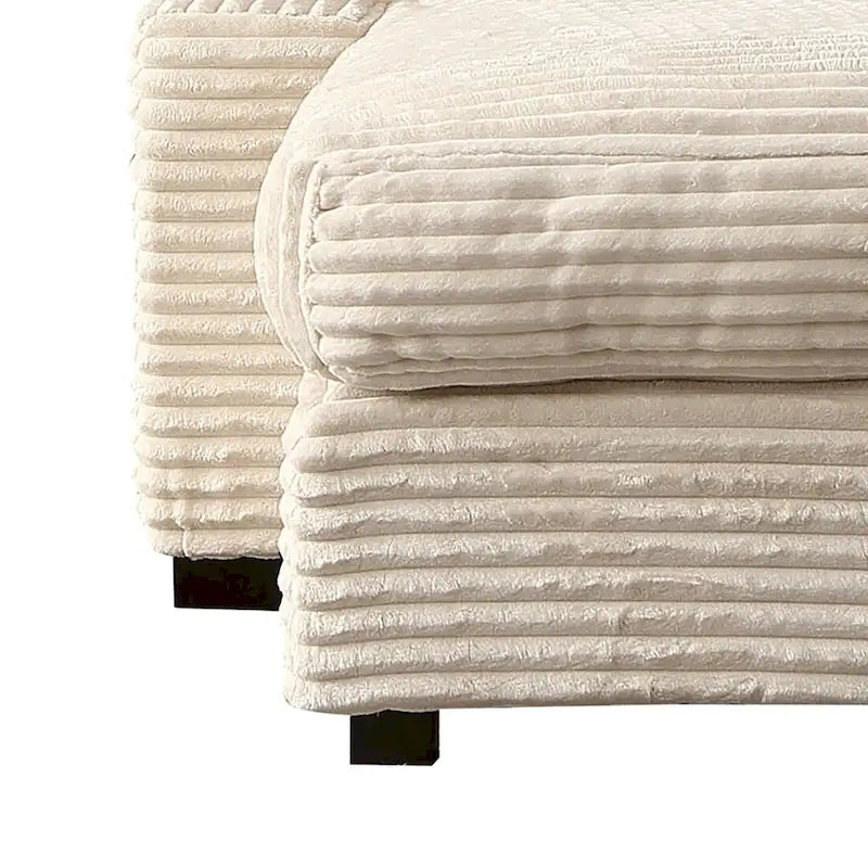 Chaise longue capitonnée en velours côtelé avec structure en bois