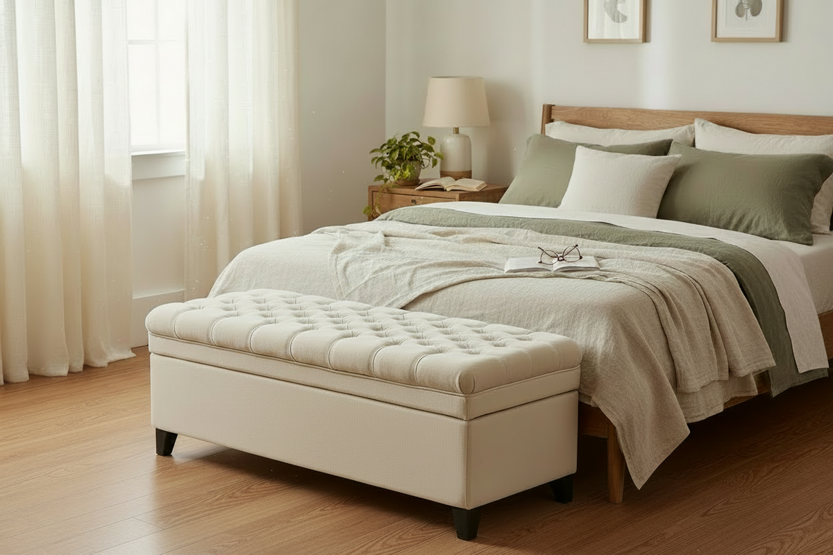 Chambre sans couverture sur le banc