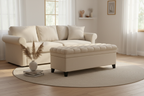 Tufted Ottoman Bench in Minimalist Living Room